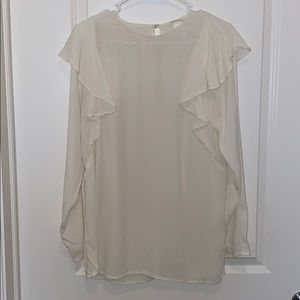 H&M cream long sleeved work blouse